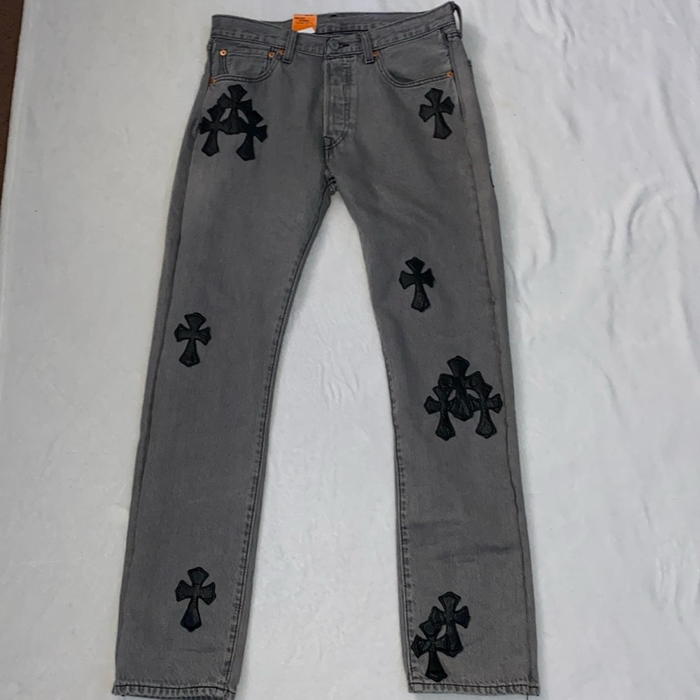 Chrome Hearts Levis 20 Cross Leather patch Jeans